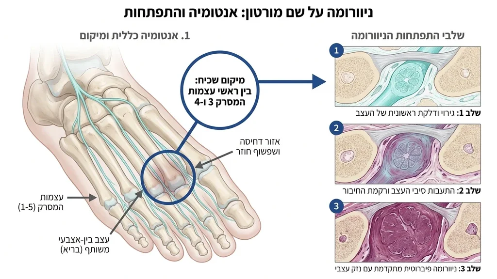 מבנה העצבים בכף הרגל ואזור ההתפתחות של נוירומה